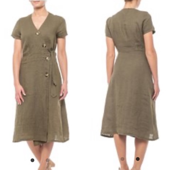 Alessia Pacini Dresses & Skirts - Alessia Pacini green button down linen midi dress